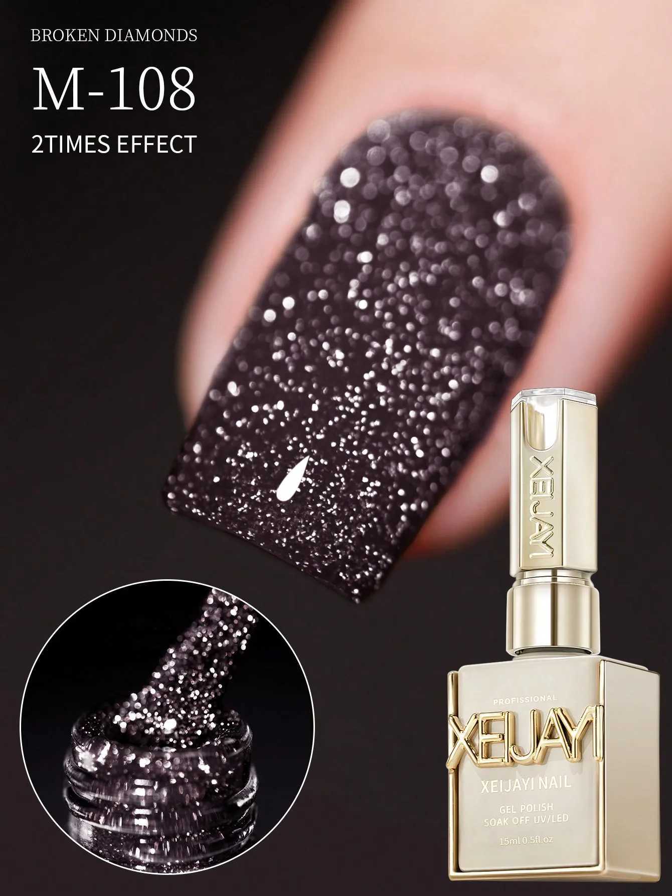 1pc 15ml Purple Broken Diamond Christmas Nails Autumn And Winter Gel Nail Polish Adhesive Burst Flash Maillard Broken DiamondT251127