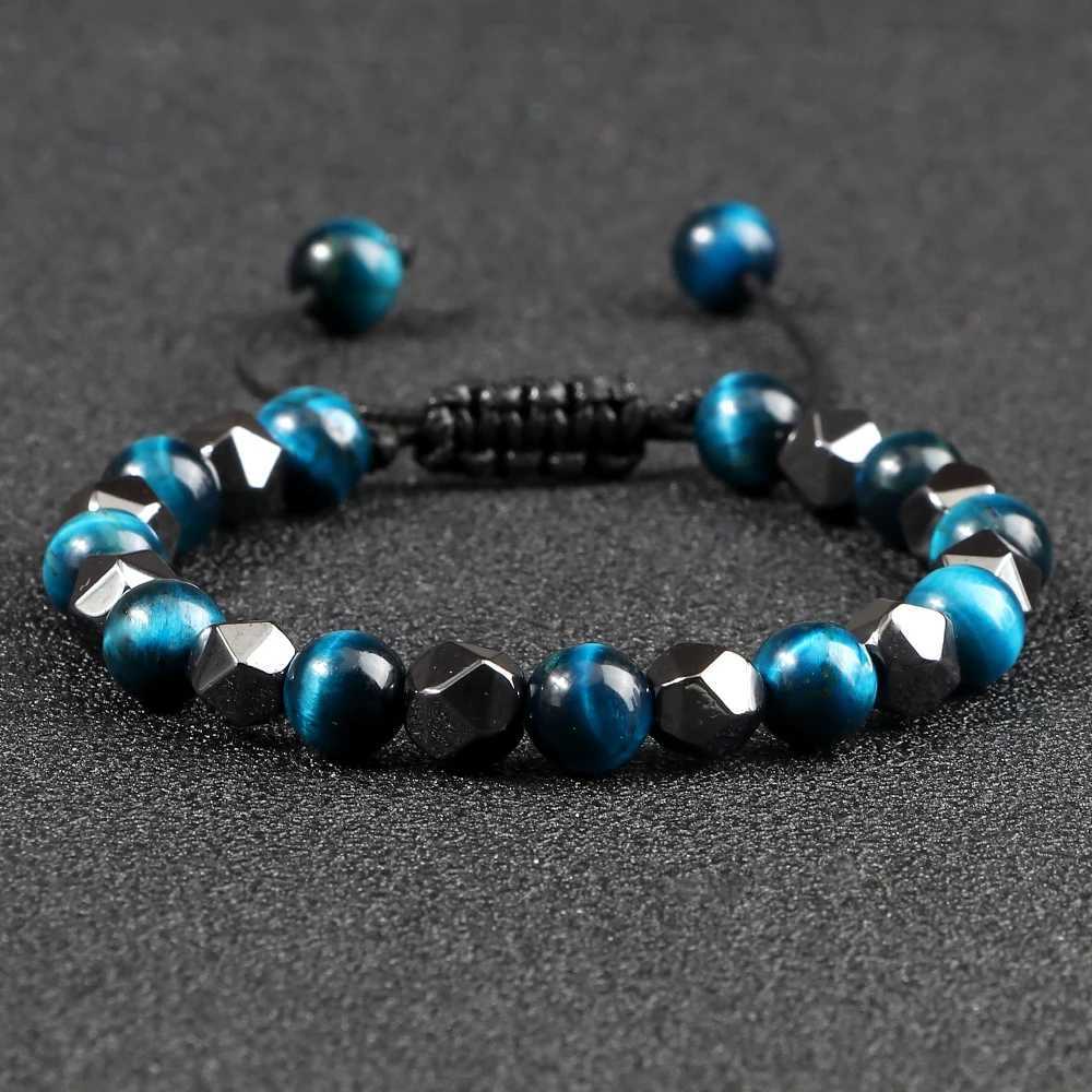 8mm Natural Black Lava Stone Distance Beaded Irregular Hematite Beads Bangles For Women Men Couples Yoga Jewelry Gifts C251105