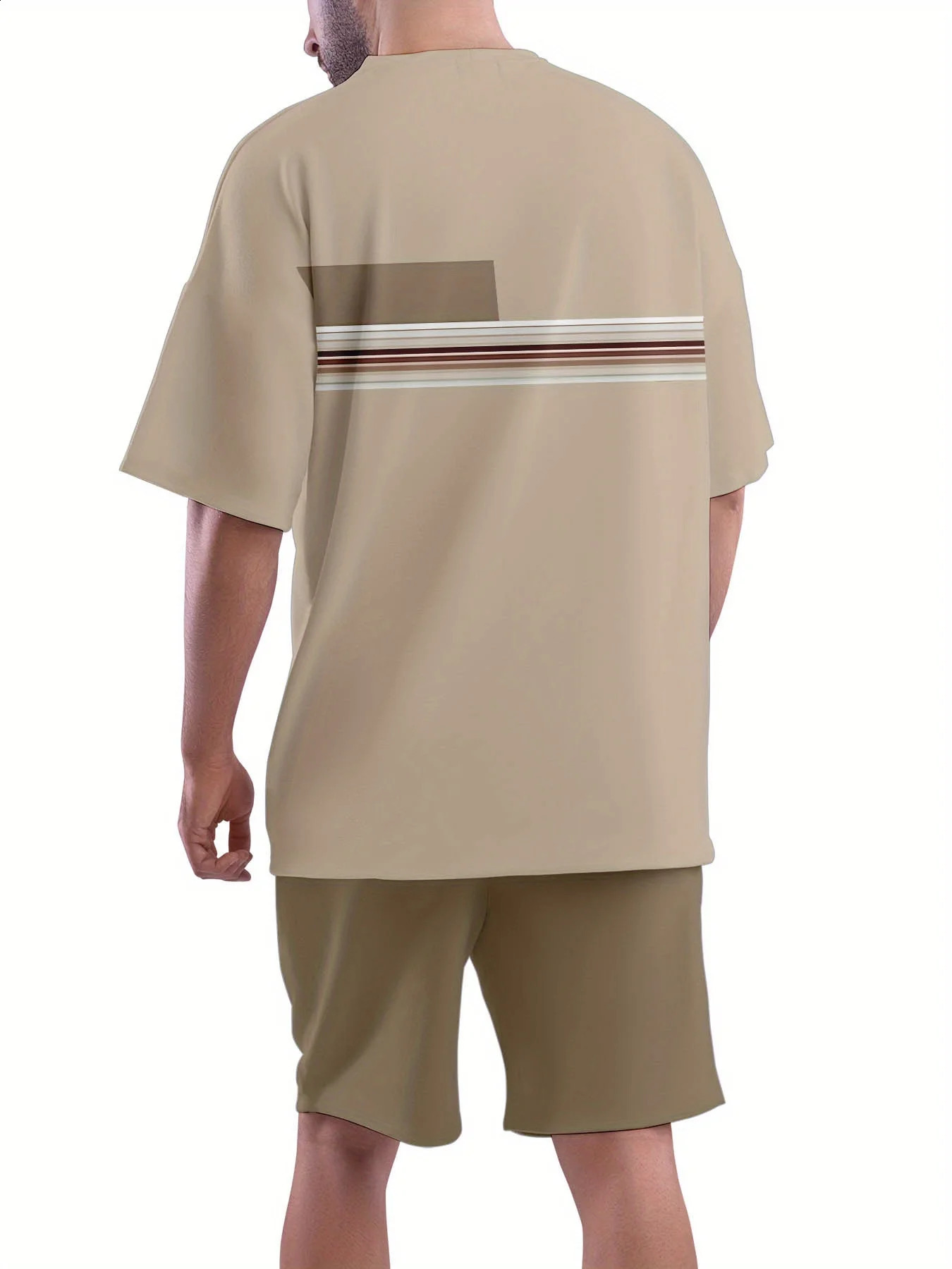 Leisure sportswear breathable outdoor casual mens T-shirt five point pants set summer 3D printing set 250427