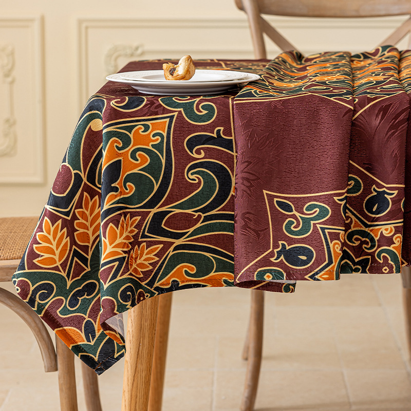 T0431 New Color Tassel Tablecloth Printed Dustproof Tablecloth Waterproof Household Rectangular Tea Table Cover