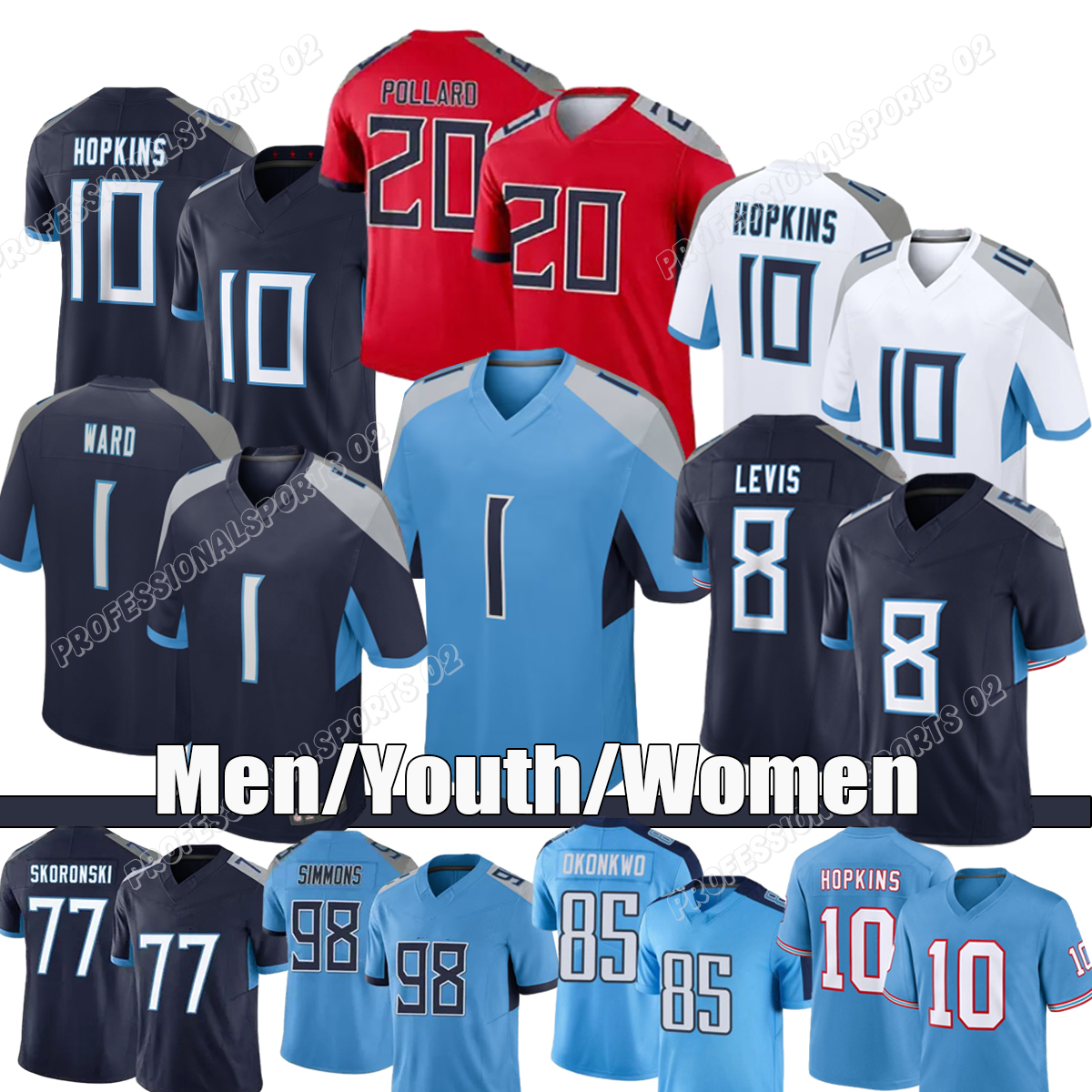 #1 Cam Ward jersey Kyron Johnson Xavier Woods Tiitans Tennessee Football Jerseys Tony Pollard Treylon Burks Cameron Ward jersey youth