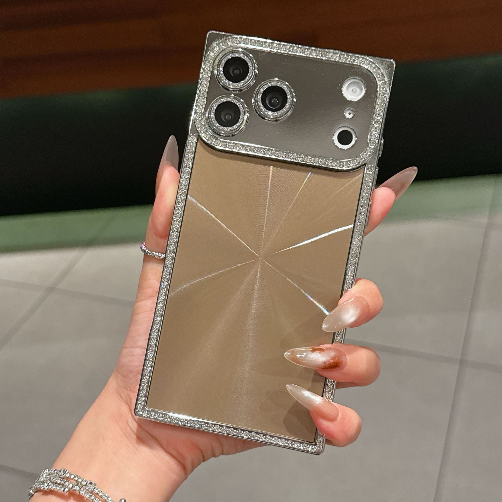 Four-Corner Straight Electroplated Edge Phone Case iPhone 17 Pro Max Compatible with Apple 16 Lens Protector 15