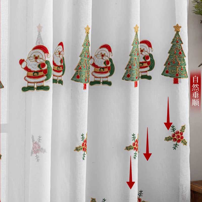 Curtain Christmas Christmas Window Curtains For Living Room Decoration Tulle Lounge Bedroom Sheer Curtains Home Interior White Cover Curtains Y251126