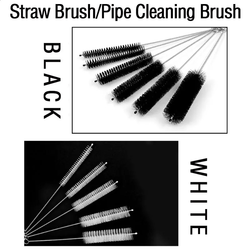 Straw cleaner drinking straw cleaning brush kit nylon stainless steel long handled 250425