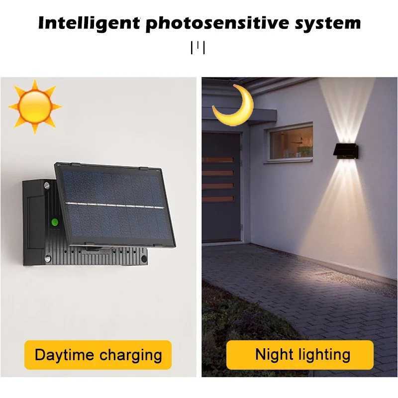 LED Solar Wall Lamp Outdoor Rainproof Water Garden Courtyard Intelligent Light Control Lamp Outdoor Lighting Wall Washing LampM251127