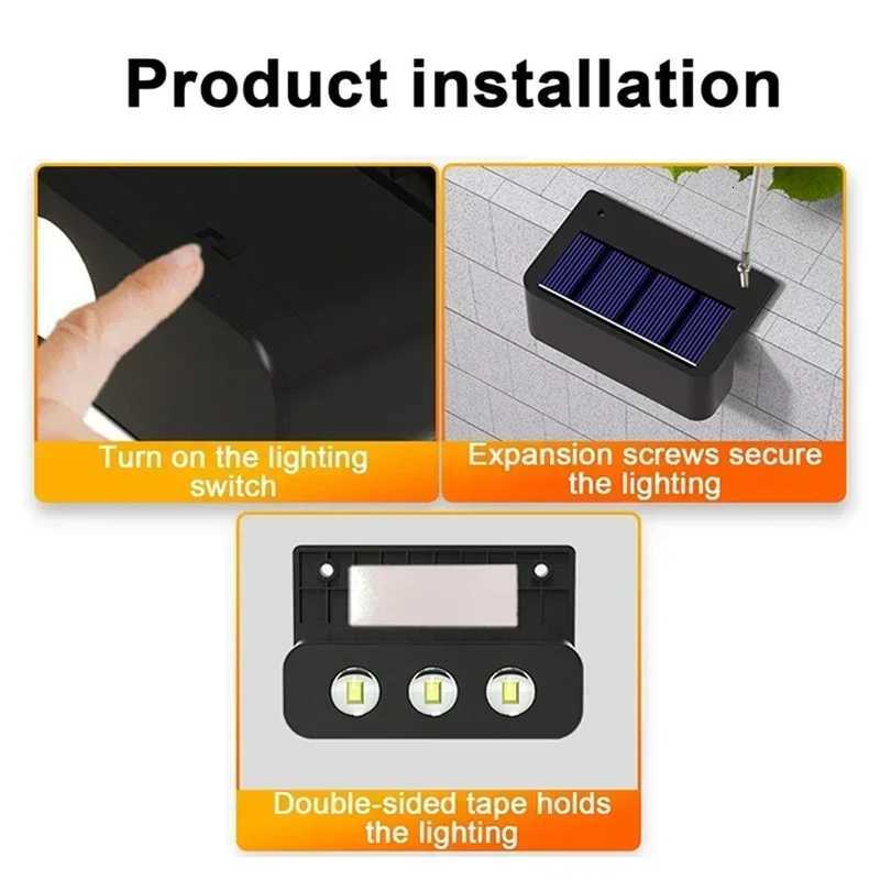 4/8 Pcs LED Solar Lights Porch Light Outdoor IP65 Waterproof Wall Lamp for House Yard Stair Fence Pool Garden Decor LightingM251127