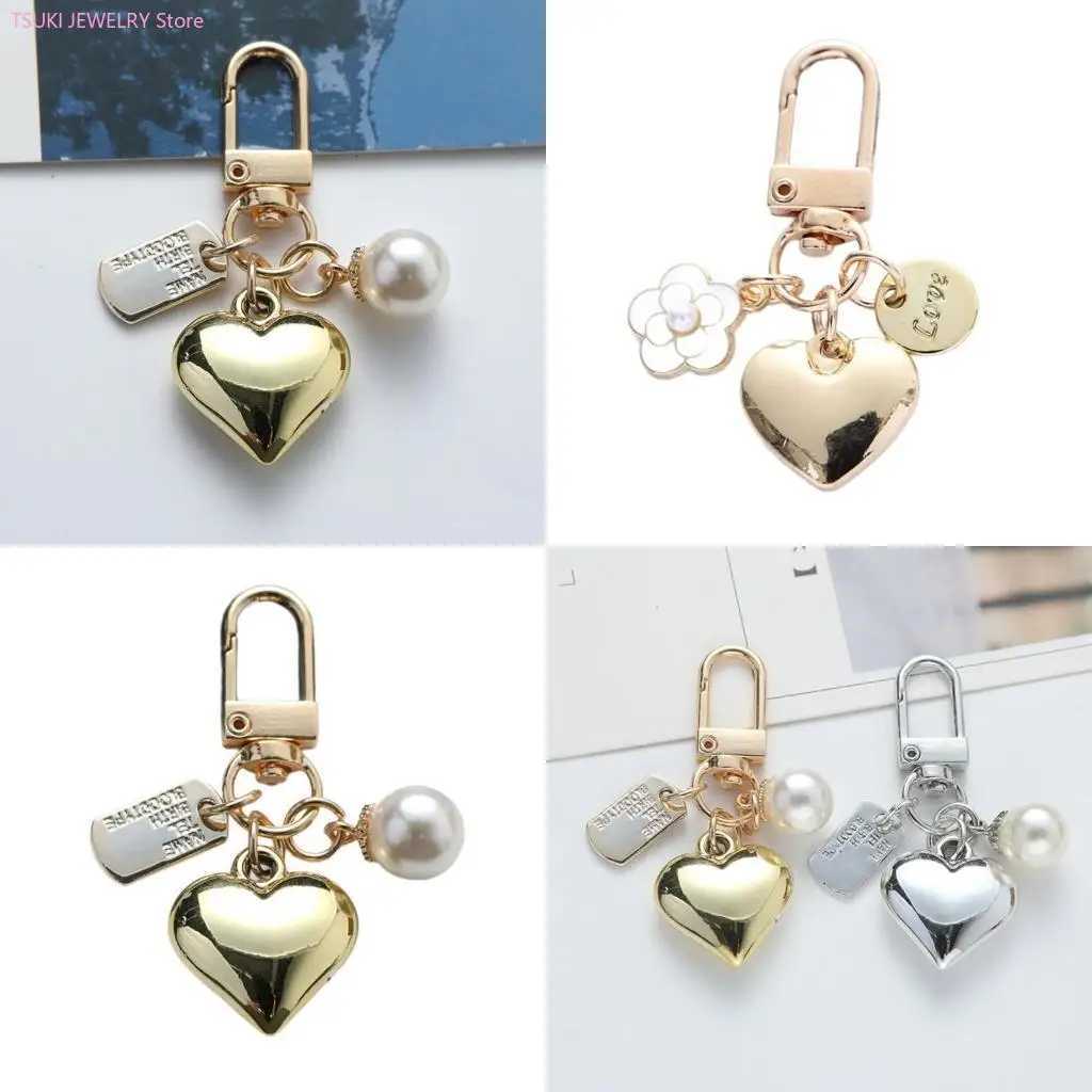 62KE Colorful Heart Keychain Love Shaped Bag Pendant Handmade Jewelry Phone OrnamentT251127