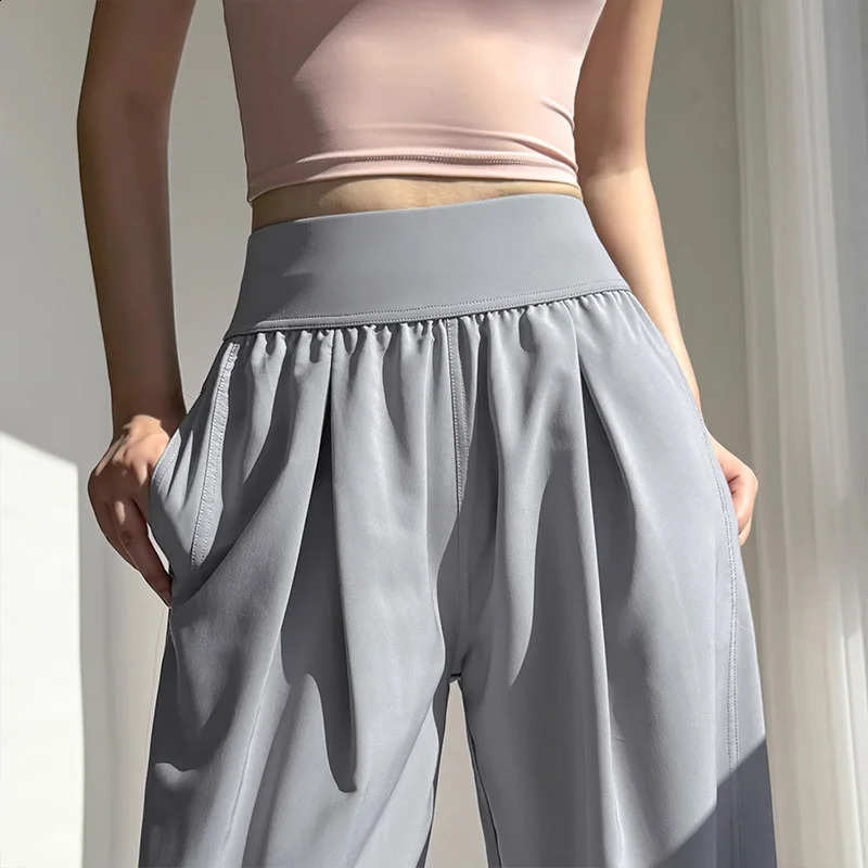 Loose wide leg pants high waisted yoga pants outdoor breathable fitness pants 250427