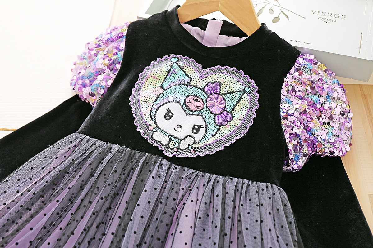 DISNEY Kids designer clothes girls' baby Crayon Lovelita princess dress children's long-sleeved dark puffy dress baby autumn clothing cool C