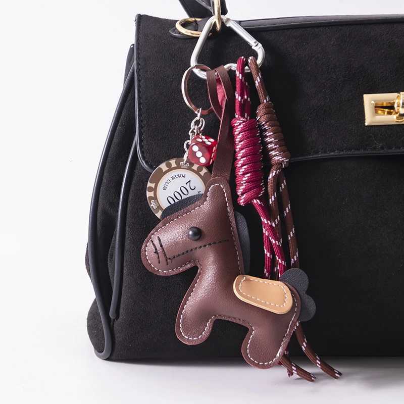 1 Piece Leather Pony Keychain Braided Rope Backpack Pendant For Phone Bag Hanging Accessories Decoration CharmT251127