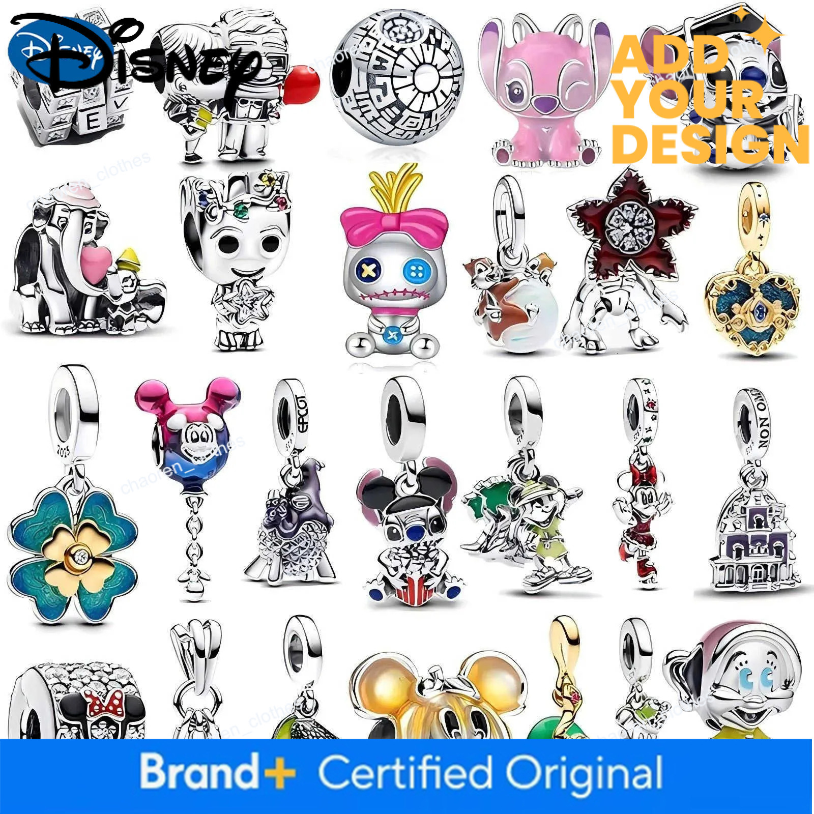 Disney 925 Silver custom Plated Pendant Beads Suitable for Original DIY Accessories Bracelet Womens Fashion Gift Jewelry Charms