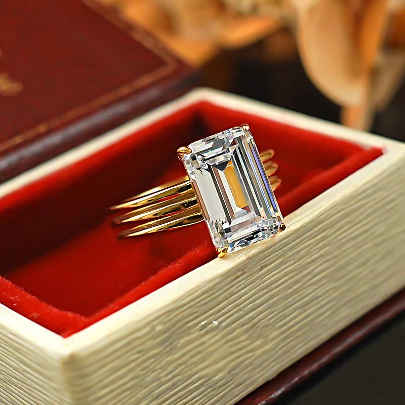 2025 Rulalei Brand Top Sell Sparkling Jewelry 100% Sterling Sier Gold Princess Cut White Lab Moissanite Dia Eternity Lady Engagement Band RIng