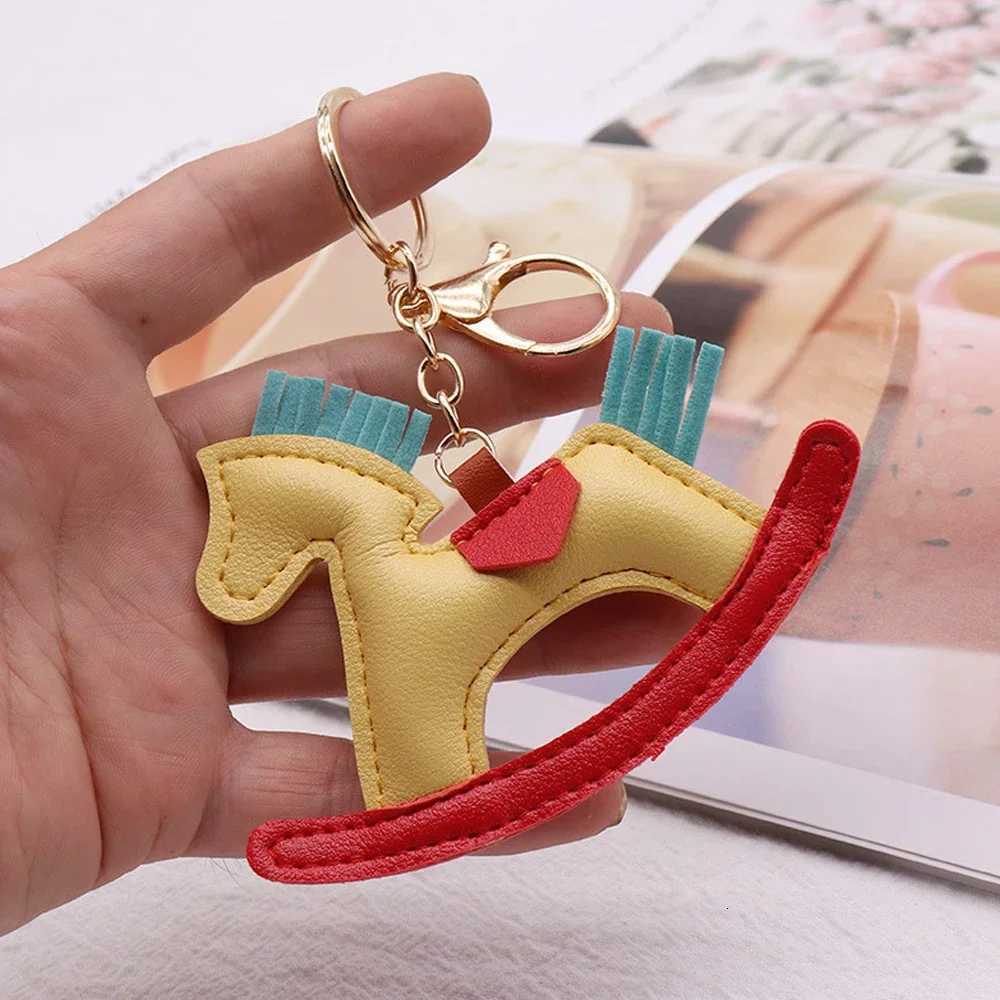 Cartoon Pony Keychain Pu Leather Horse Bag Charms With Keyring Fashion Backpack Handbag Decor Accessories For Women Girl GiftsT251127