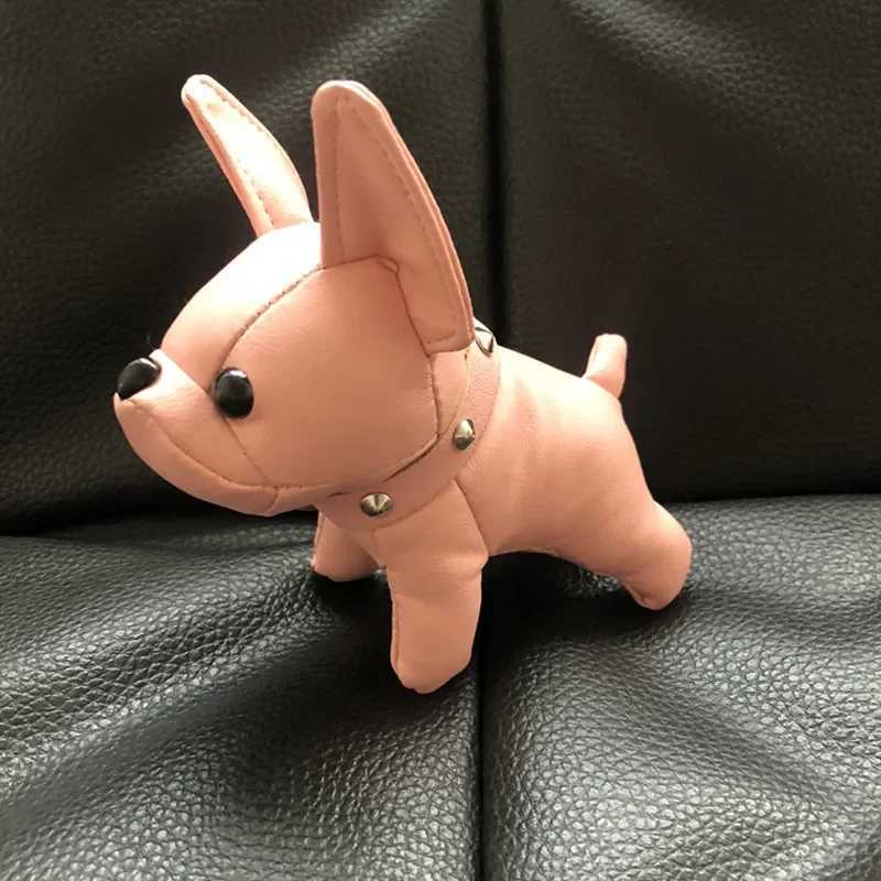 10cm Bulldog Keychain Pu Leather Animal Dog Keyring Holder Bag Charm Trinket Chaveiros Bulldog Bag AccessoriesT251127