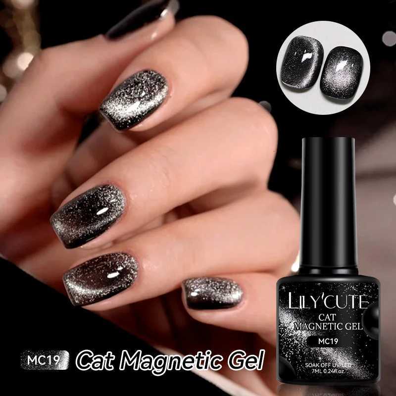 LILYCUTE 7ML Red Glass Bead Cat Magnetic Eye Nail Gel Polish Black Moonlight Crystal Autumn Winter Soak Off UV LED Salon VarnishT251127