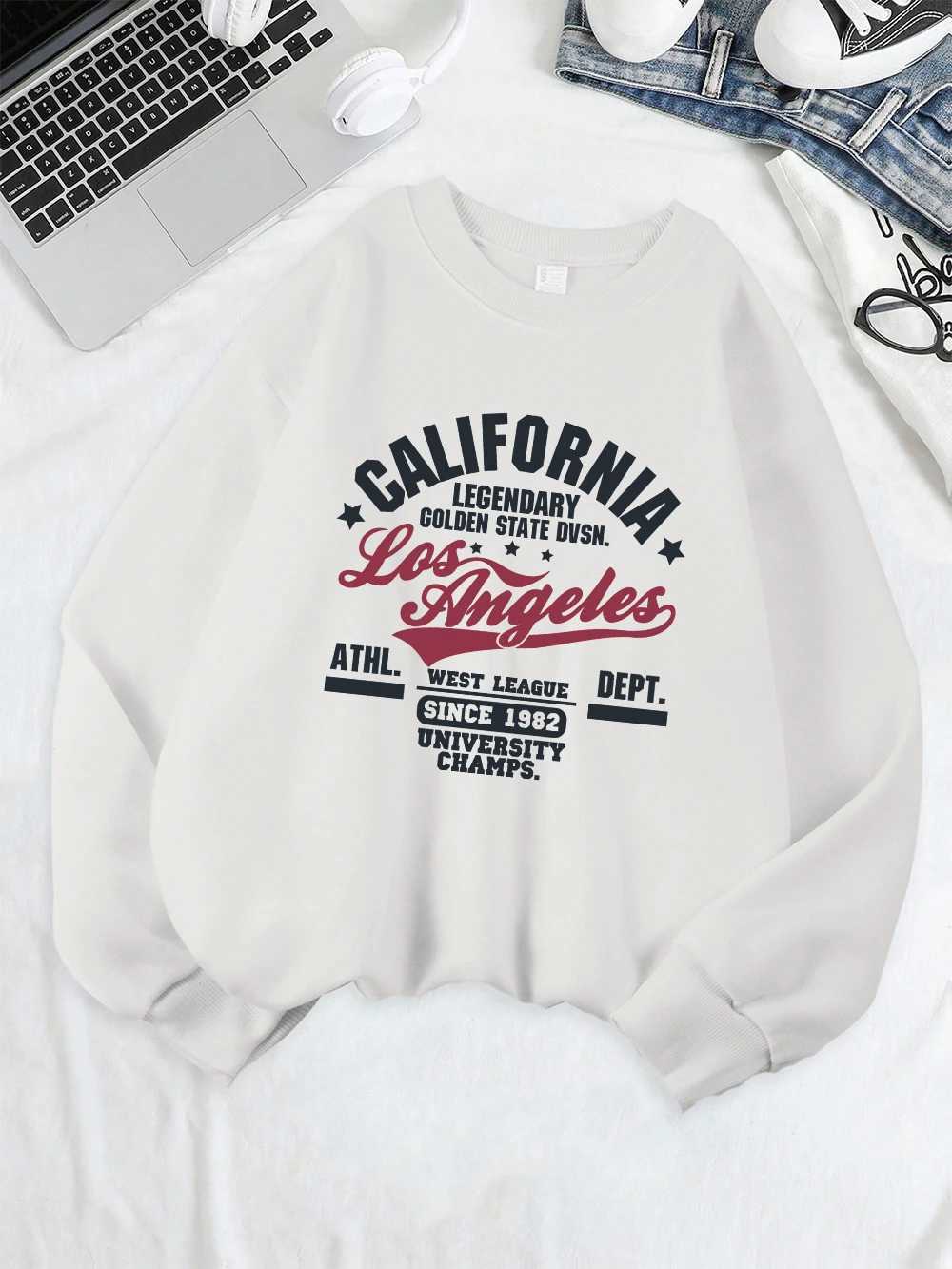 California Oakland Athletic Prints Sweatshirts Women Loose Comfortable Hoodies Fleece Warm Crewneck Tops Winter Sporty Clothes J251136