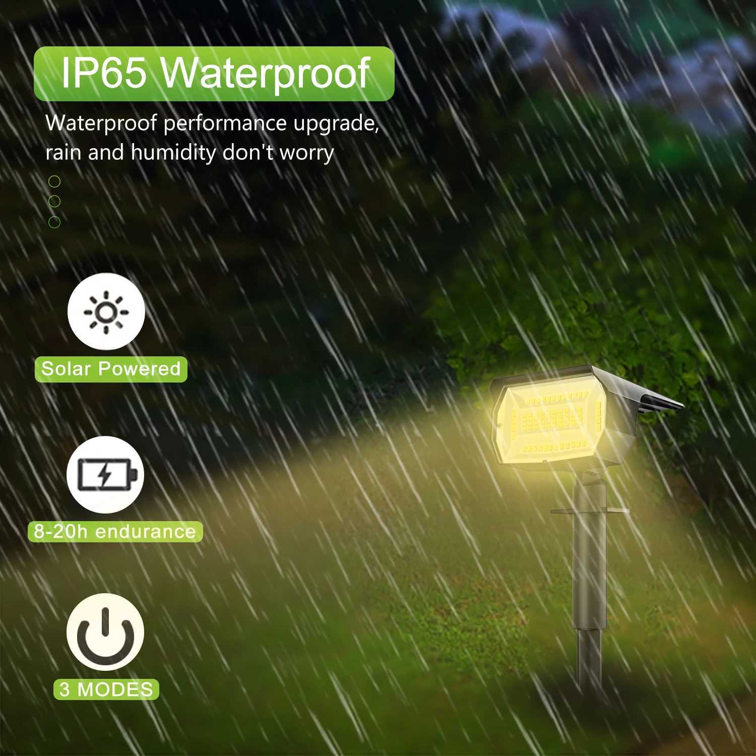 72 LED Solar Spotlights Outdoor Landscape Waterproof 108/136 LEDS Solar Powered Wall Light Auto On/Off for Yard Garden PathwayM251127