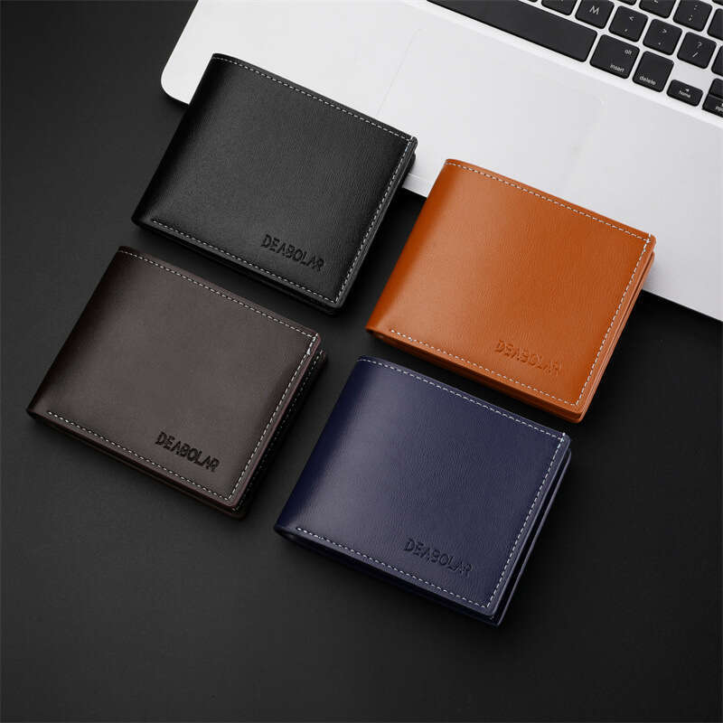 Hot selling new man wallet casual two fold short horizontal men's leather jacket