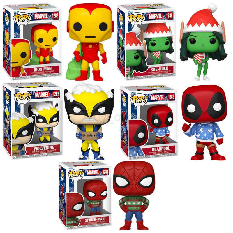 Disney Funko Pop Marvel Holiday Christmas Iron Man Action Figure Anime Spider-Man Deadpool Vinyl figures Collectible Model Decor Gift H251127