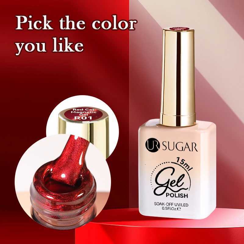 UR SUGAR 15ml 6 Colors Shine Red Winter Christmas Cat Magnetic Gel Nail Polish Sparkling Glitter Semi Permanent Soak Off UV GelT251127