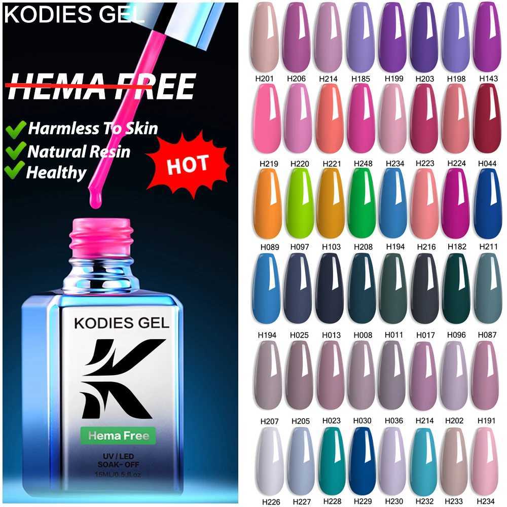 KODIES GEL HEMA Free Gel Nail Polish 15ML Semi Permanent UV/LED Healthy Resin Manicure Varnish Full Color Base Top Coat NailartT251127