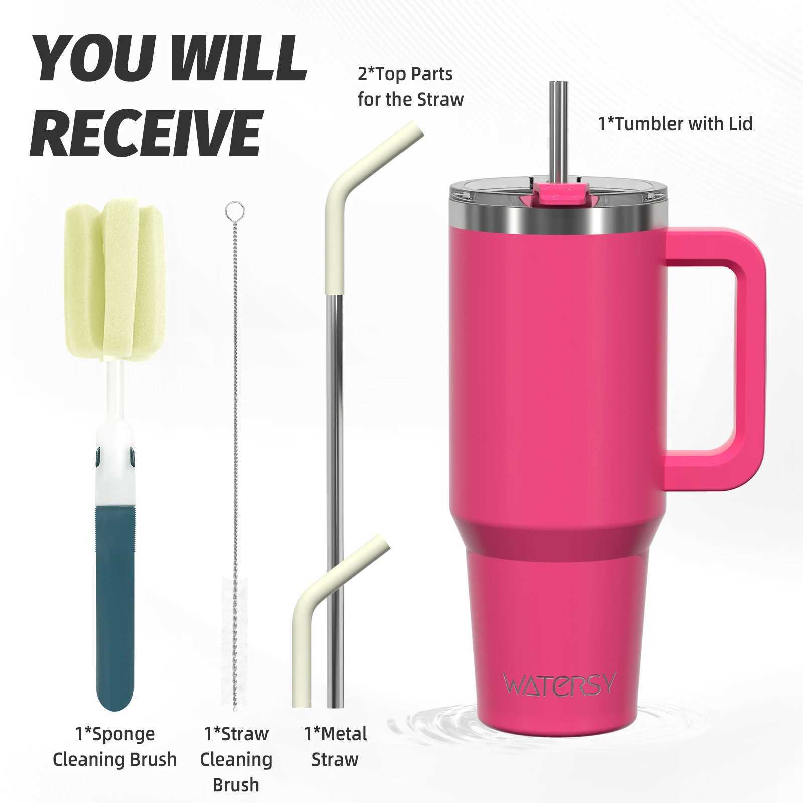 591ml Stainless Steel Insulated Cup 20oz Tumbler with Handle Straw Keep Cold and Hot Thermal Portable Car Travel Mug L251127 W260226