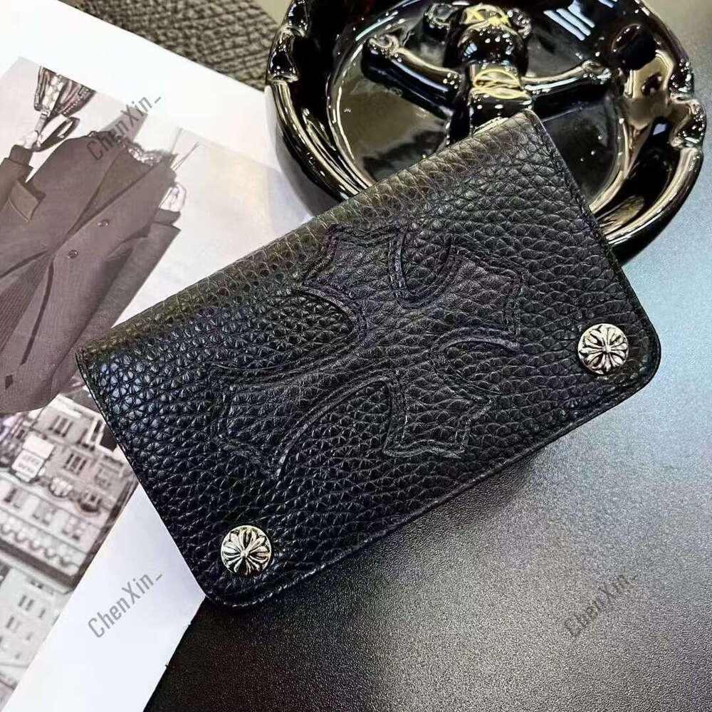 Designer wallet Charm card holder Chrome bag Trendy Niche First Layer Cowhide Coin Purse 2025 New Cross Snap Button ID Holder Clutch Unisex