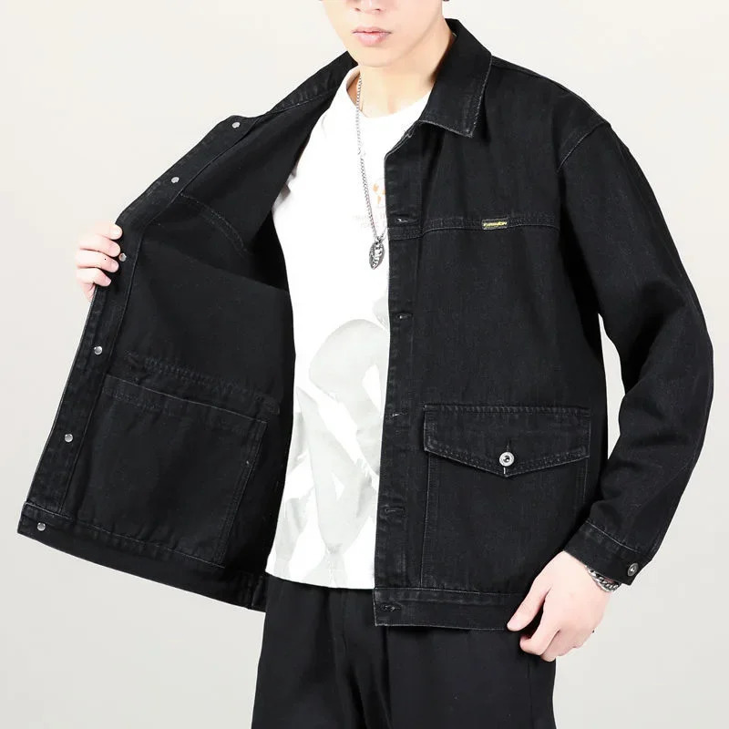Spring Autumn Fashion Mens Casual Trendy Multi Pocket Solid Color Denim Jacket Coat Loose Amaerican Jean Jacket Male Tops 251126 - view 4