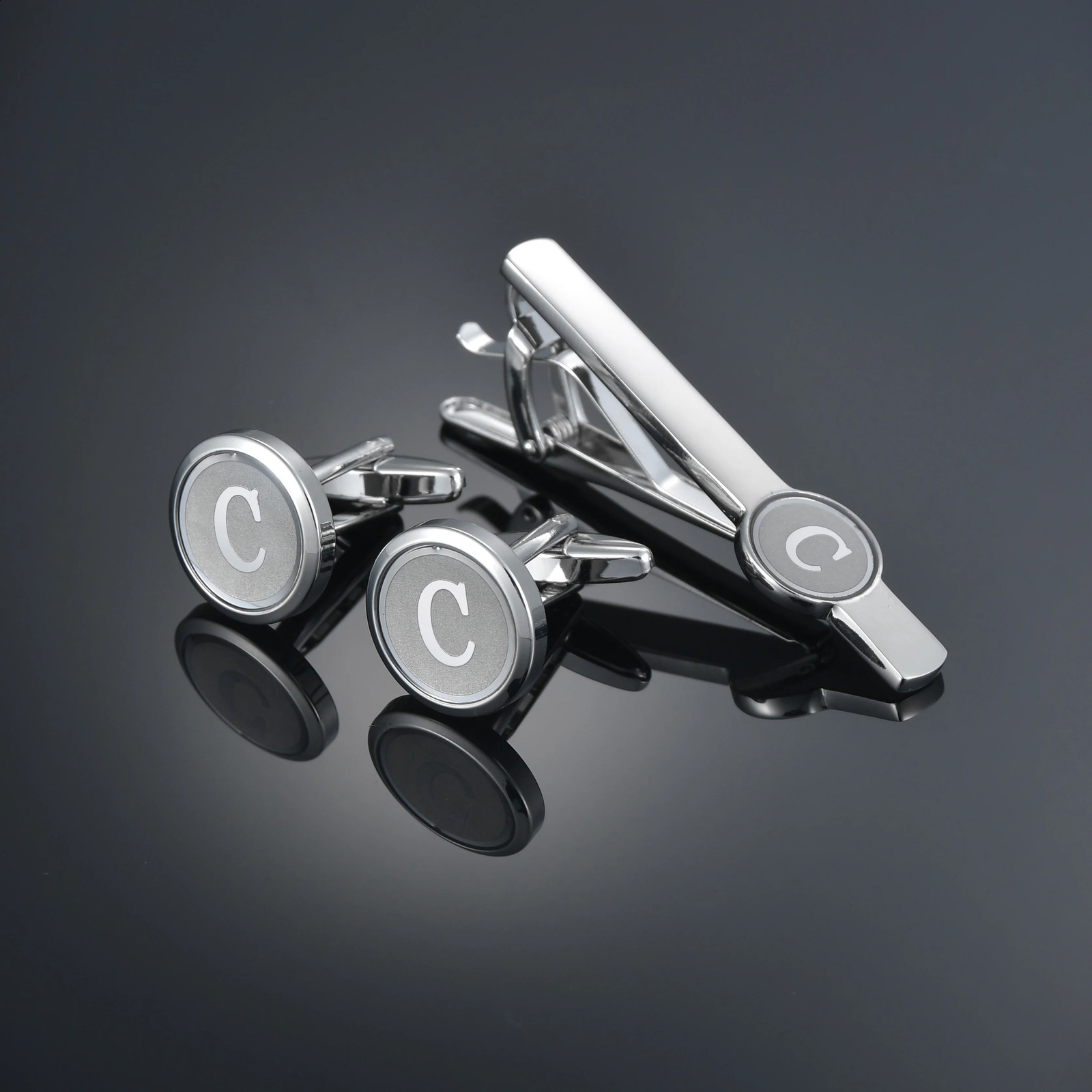 High Quality Letter A-Z mens French cufflinks tie clip set fashion shirt cufflinks 250427