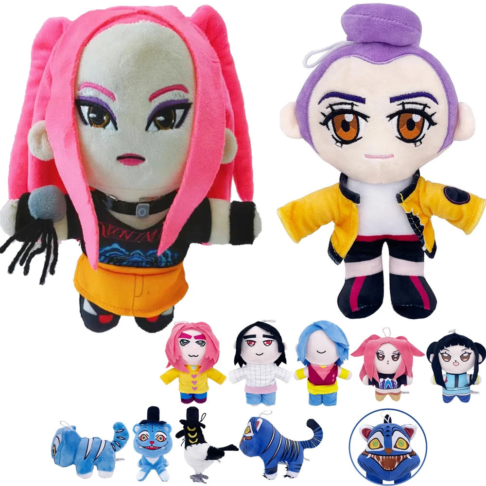 Anime Kpop Demons Hunters Plush Cute Purple Tiger Black Hat Magpie With 3 Eyes Monster Hunt Girl Group Doll For Fans Gifts251126