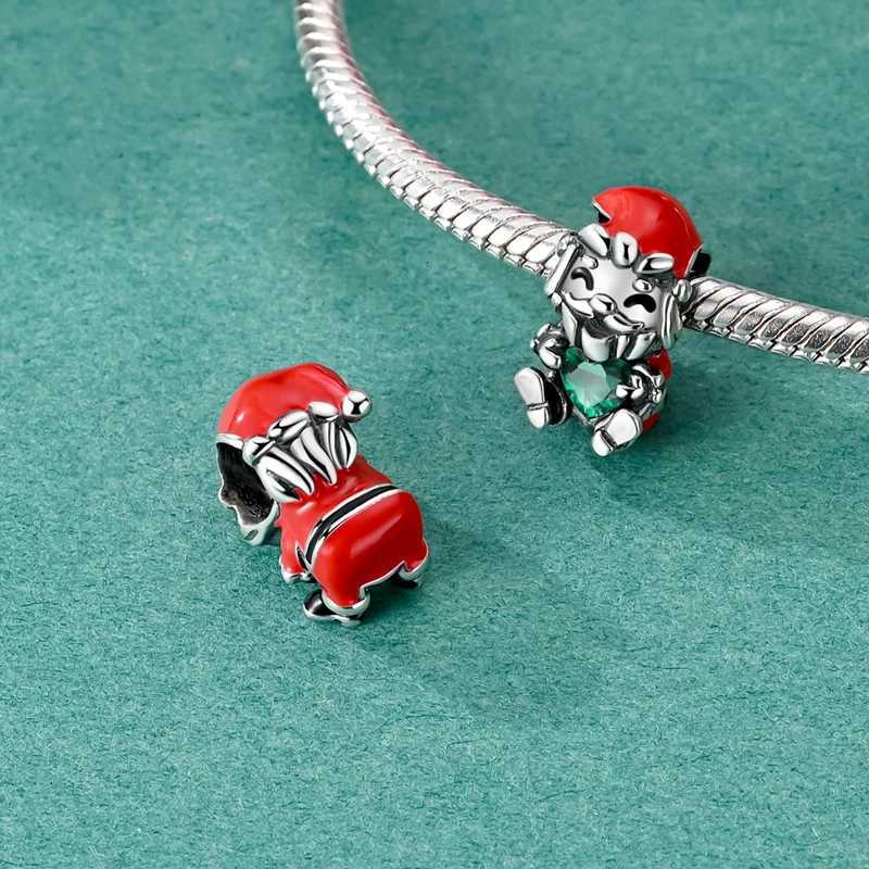 925 Sterling Silver Snowman Beads Christmas Bell Charms Fit 3mm Women Bracelet DIY Accessories Christmas Gift Fine JewelryT251127