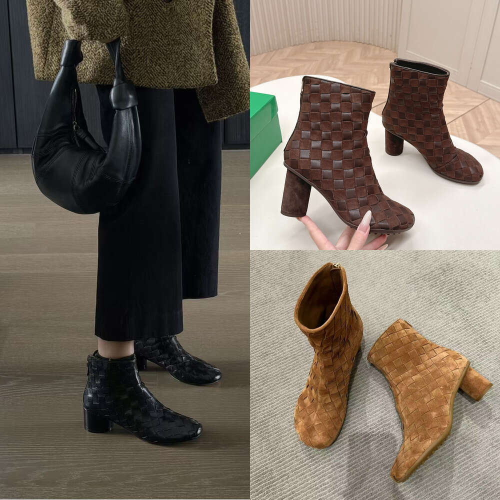 fashion Boots Womens booties Martin boots brand Designer shoe woman autumn winter Luxury Ankle Boots leather knit Suede Round heel kitten heel Mid-Calf boot