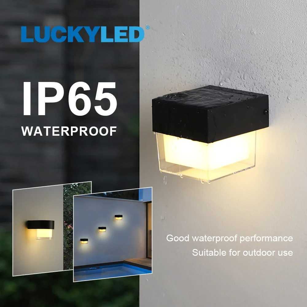 LUCKYLED Solar Outdoor Wall Light Waterproof LED Facade Wall Lamp 4W Wireless Street Porch Garden LightingM251127