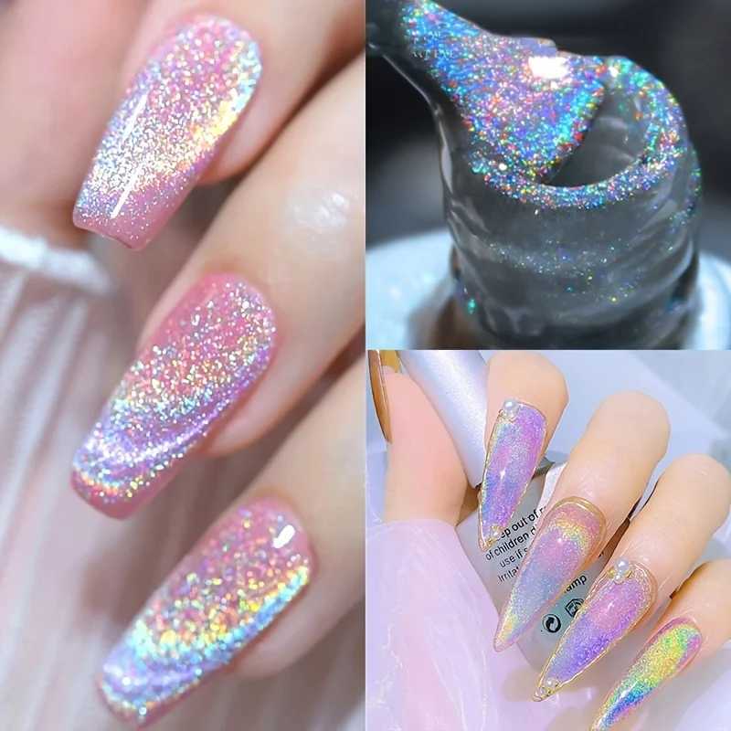 8ml Rainbow Cat Eye Magnetic Gel Nail Polish Colorful Laser Sparkling UV LED Semi Permanent Gel Can Be Use On Any Color GelT251127