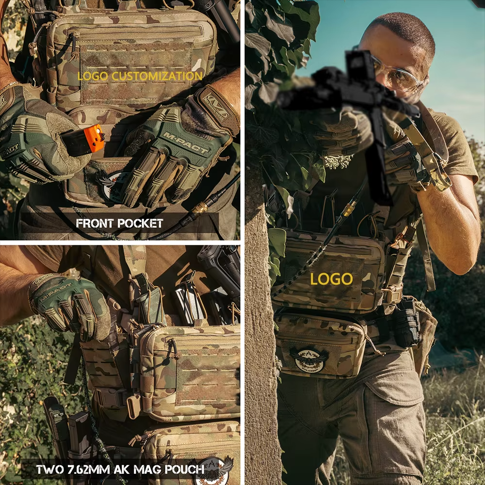 VOTAGOO Chest Rig-Tactical Chest Rig Molle Modular Micro Fight Chest Rigs Adjustable Detachable with 5.56/7.62 Magazine Pouch