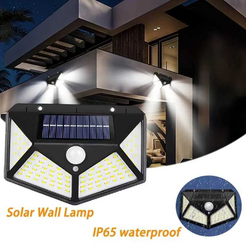 100 LED Wall Lights Outdoor Solar Lamp Motion Sensor Solar Powered Street Light Garage Lamps Outdoor Garden Lighting Night LightM251127