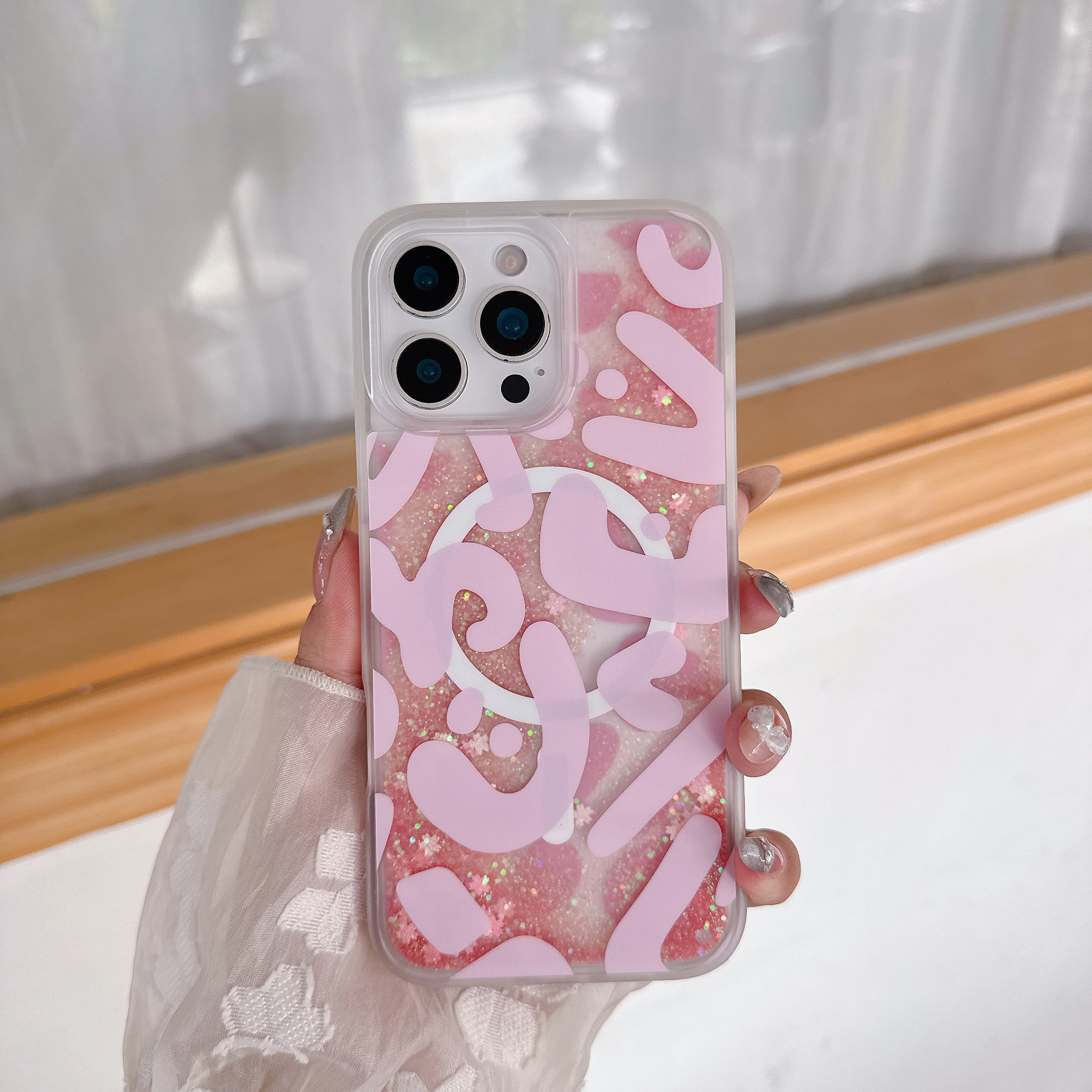 Flower Liquid Quicksand Phone Case for iPhone 17 Pro Max Full Coverage Magnetic Pattern Designer New