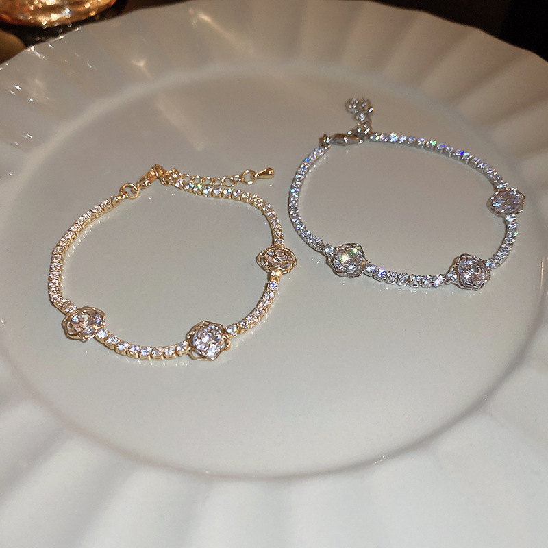 Light Luxury Zircon Flower Unique Design Pastoral Style Bracelet Niche Temperament Simple Jewelry Wholesale for Women - view 5