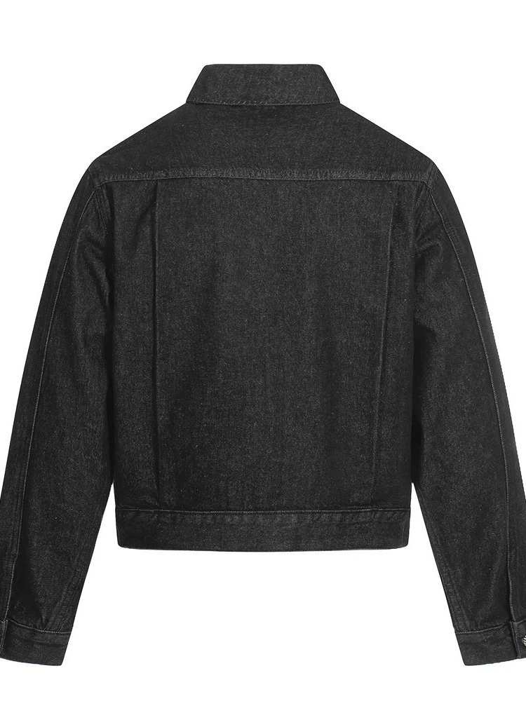 Mens Jacket Punk Vintage Streetwear Black Denim Short Coat Metal Buckle Studded Pleated Detail Retro Cool Hip Hop Fashion 251126