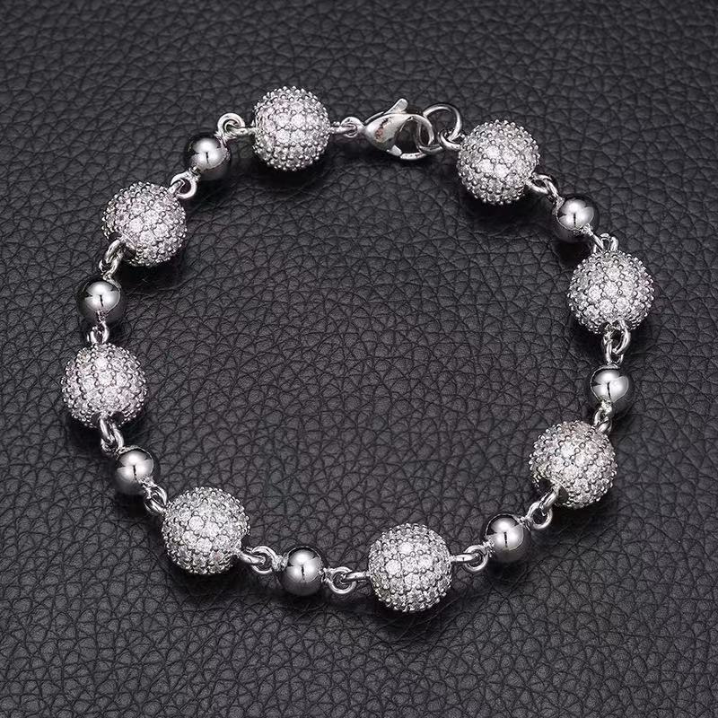 Trendy Fine Jewelry 10mm Round Ball Design Pass Diamond Tester 925Silver Vvs Moissanite Diamond Iced Out Ball Chain Necklace