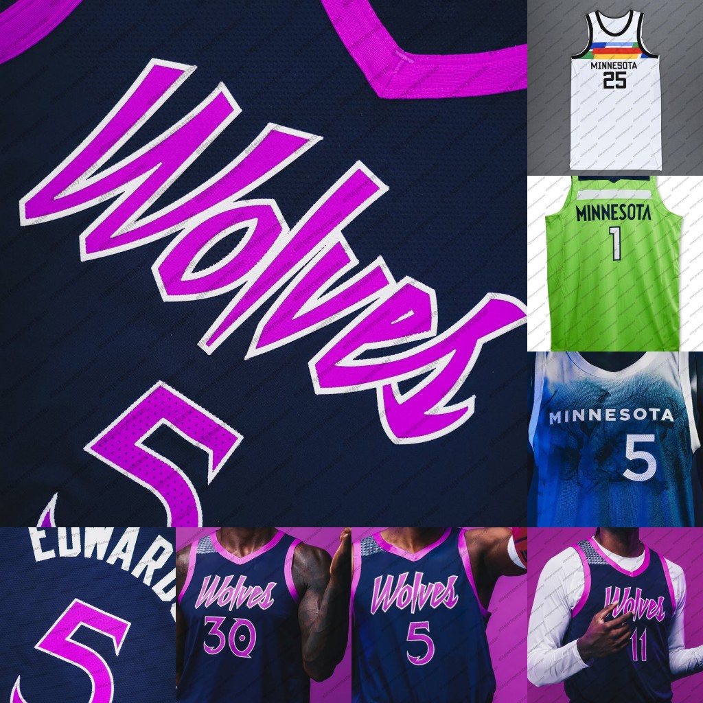 Anthony Edwards 5 Gobert 27 Naz Reid 11 2025-26 Randle Conley McDaniels Personalized Customized Jerseys Custom Any Number Name 222