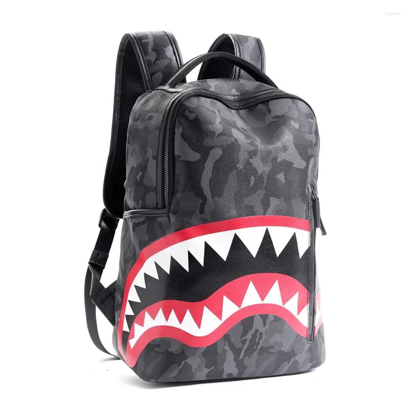 School Bags Fashion Leather Backpack Men Large Shoulder Bag Travel Camouflage Laptop Student Bagpack