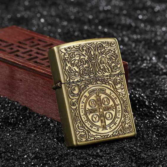 Constantin Engraved Kerosene Lighter, Vintage Oil Lighter, Antique Bronze Wealth Flower Gift C251127