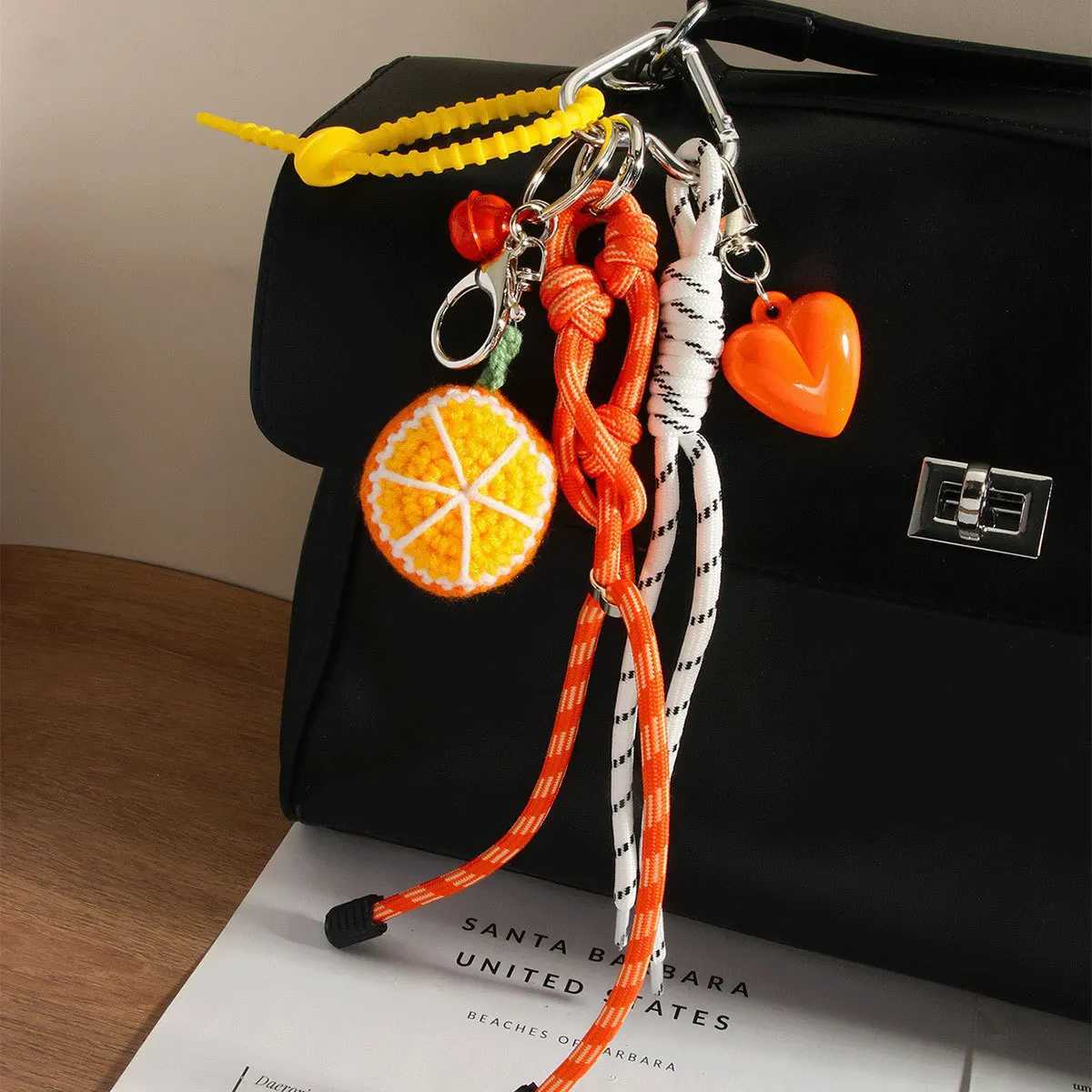 original manual weave flower candy Key Chain Bluebells orange strawberry Backpack pendantT251127