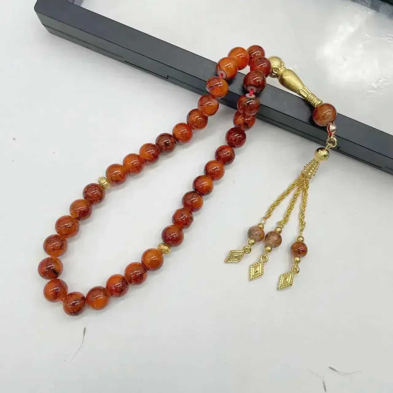 10mm 33pcs Glass Tassel Turkish Muslim Rosary Islamic Prayer Beads for Women Jewelry Tasbih Tasbeeh Allah Mohammed C251105