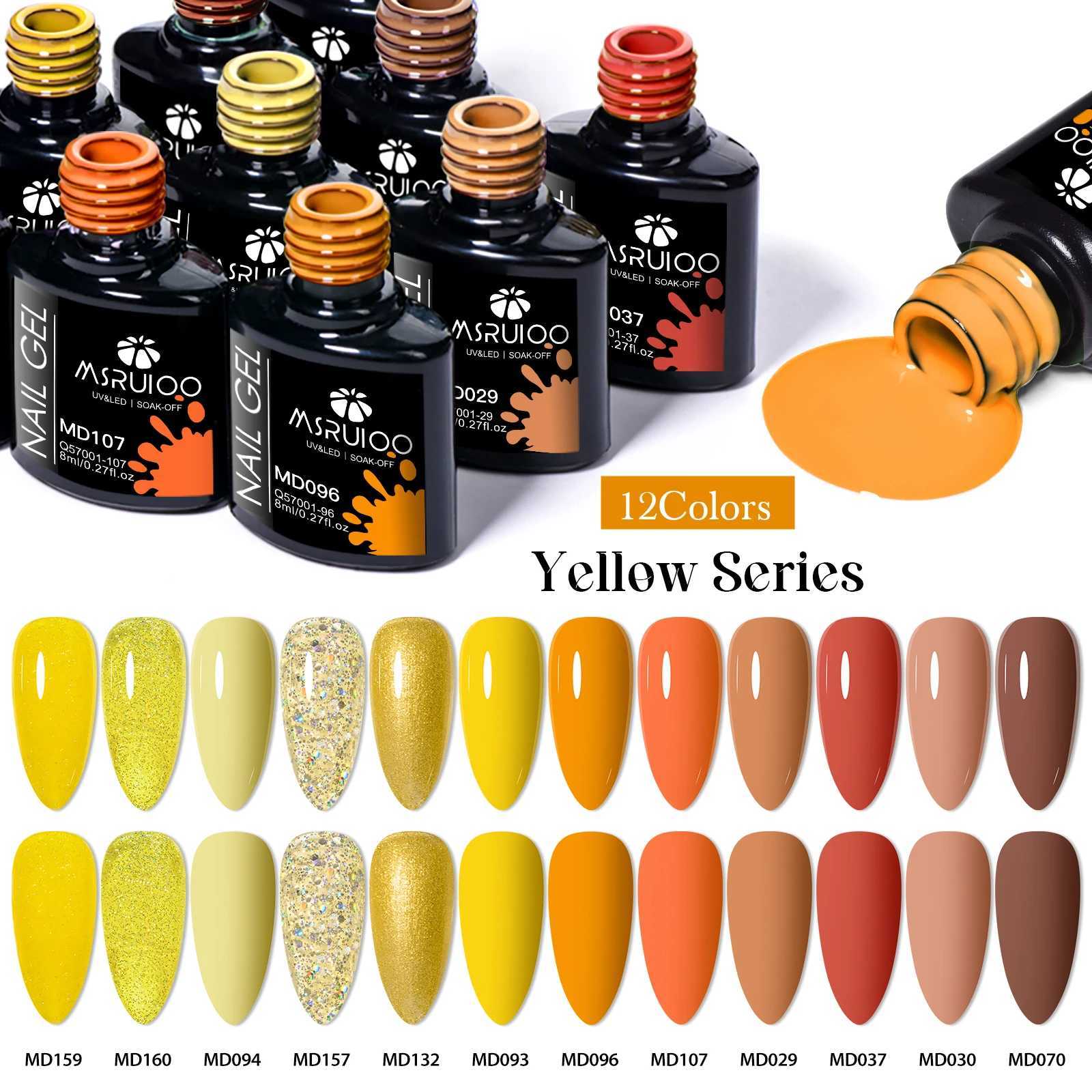 MSRUIOO 8ml Yellow Brown Glitter Gel Nail Polish Nail Supplies Autumn Winter Semi Permanent Nail Art Varnish For Nails ManicureT251127