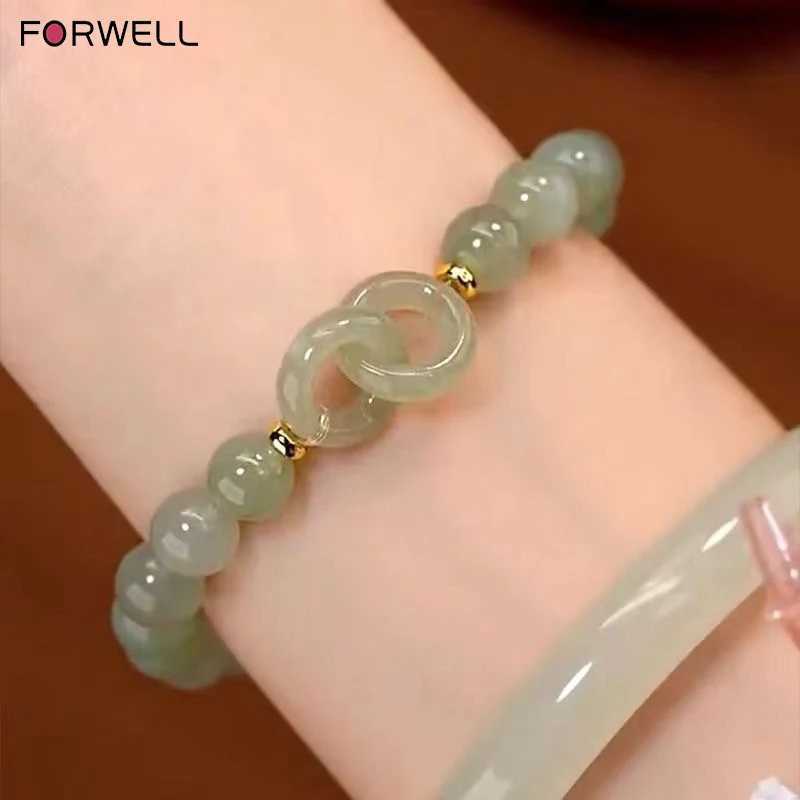 FORWELL Natural Hotan Jade Elastic Luxury Exquisite Jewelry Couple Beaded Festival Gift for Men and Women C251105