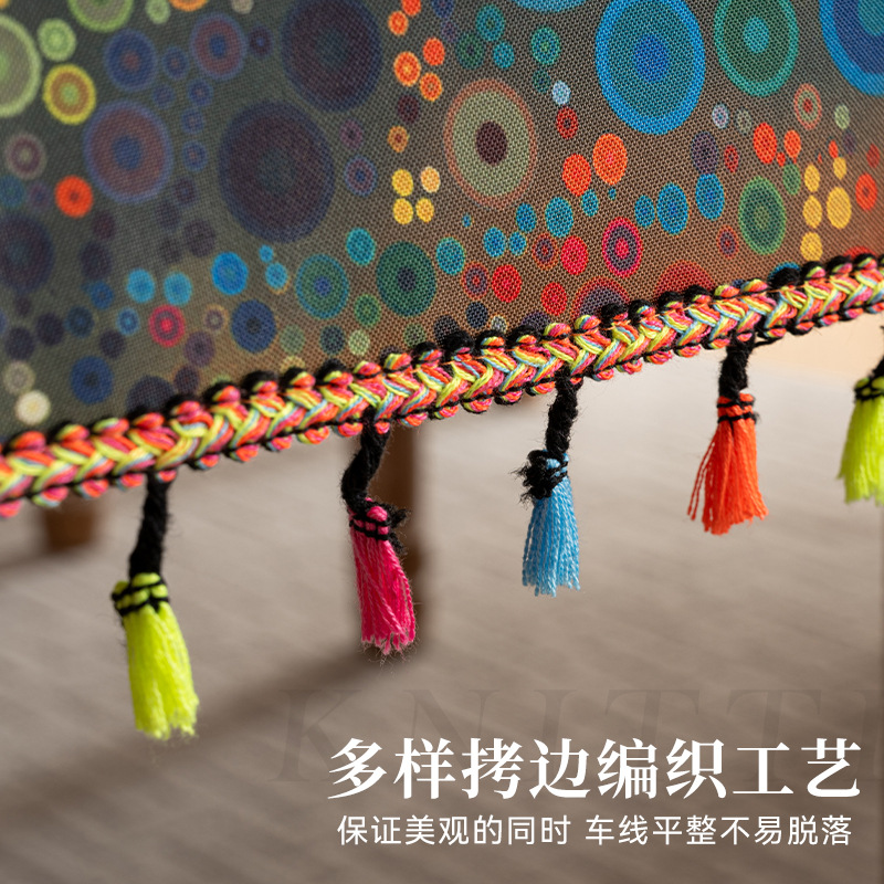 T0431 New Color Tassel Tablecloth Printed Dustproof Tablecloth Waterproof Household Rectangular Tea Table Cover