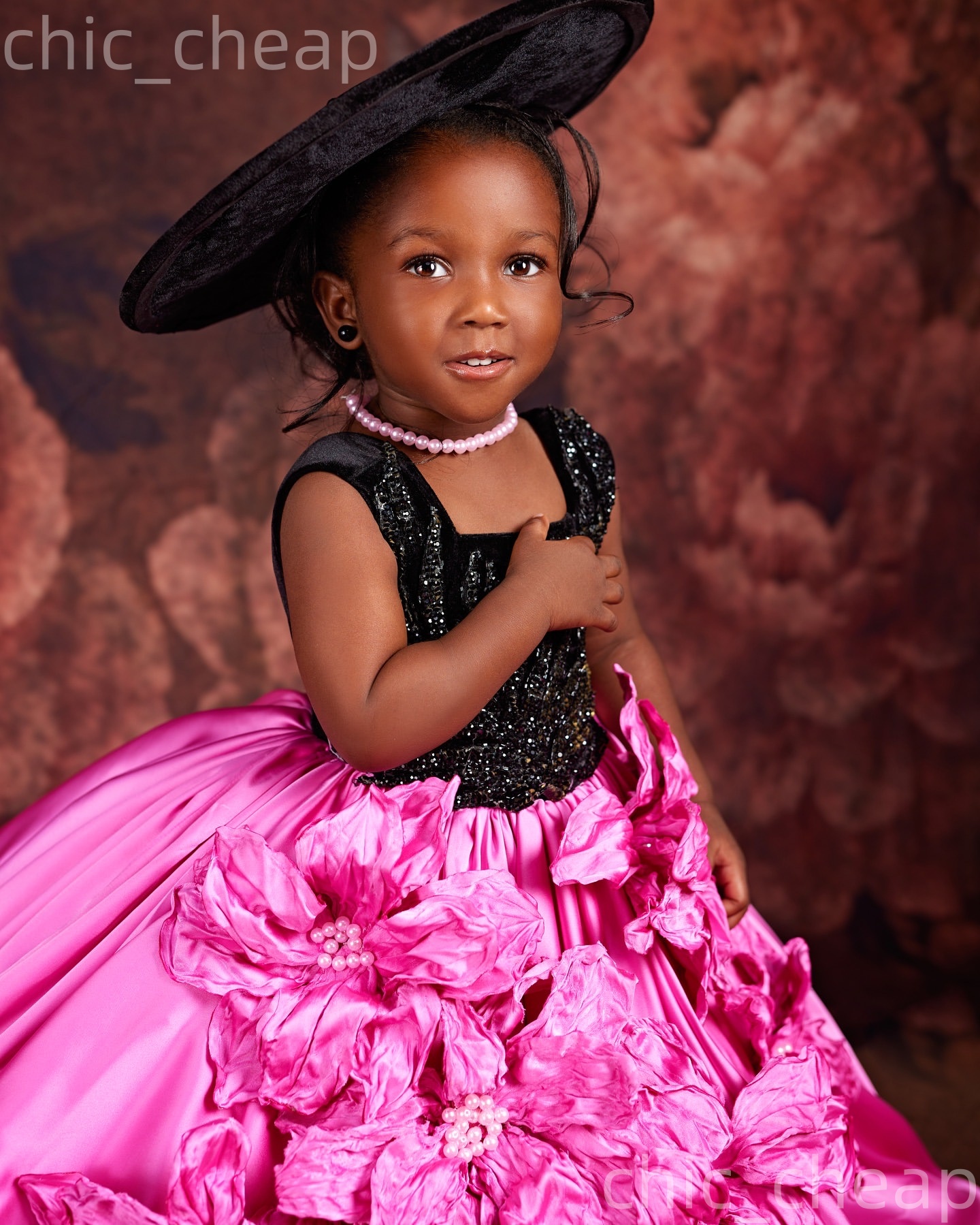 2026 Hot Pink Ball Gown Flower Girl Dresses Square Flowers Satin Little Girl Christmas Peageant Birthday Christening Tutu Dress Gowns ZJ422