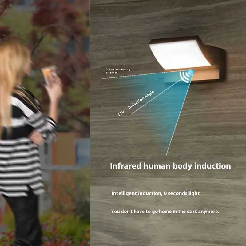 LED Outdoor Wall Light 24W IP65 Waterproof Motion Sensor Wall Lamp Modern Indoor Home Balcony Porch Garden Decoration LightingM251127